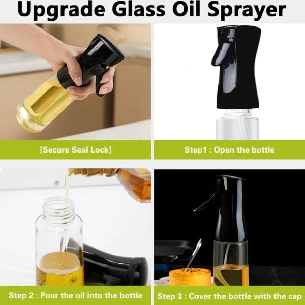 Glass Oil Spray Bottle 300ml – Fine Mist Cooking Oil Sprayer for Air Fryer & Kitchen