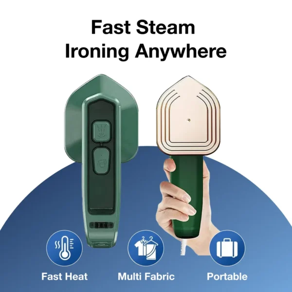 Portable Steam Iron 2-in-1 – Mini Handheld Garment Steamer & Dry Iron for Travel