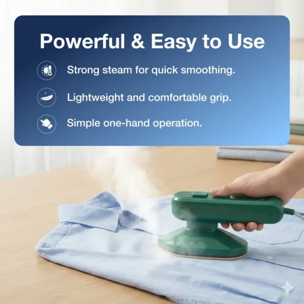 Portable Steam Iron 2-in-1 – Mini Handheld Garment Steamer & Dry Iron for Travel