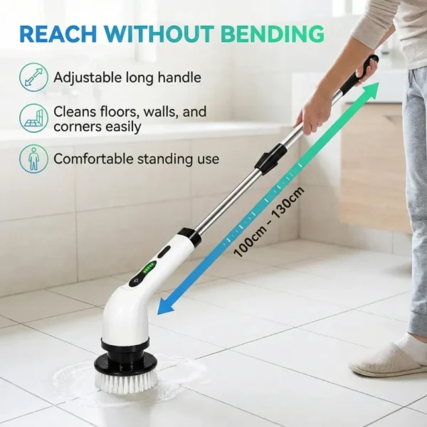 Electric Spin Scrubber 7-in-1 – Cordless Rechargeable Cleaning Brush with Extension Handle