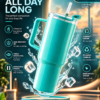 1800 ML Aqua Blue Insulated Tumbler with Straw Lid and Handle for Office, Work & Daily Hydration