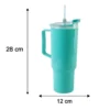 1800 ML Aqua Blue Insulated Tumbler with Straw Lid and Handle for Office, Work & Daily Hydration