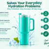 1800 ML Aqua Blue Insulated Tumbler with Straw Lid and Handle for Office, Work & Daily Hydration