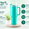 1800 ML Aqua Blue Insulated Tumbler with Straw Lid and Handle for Office, Work & Daily Hydration